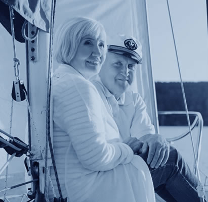 couple sailing in retirement