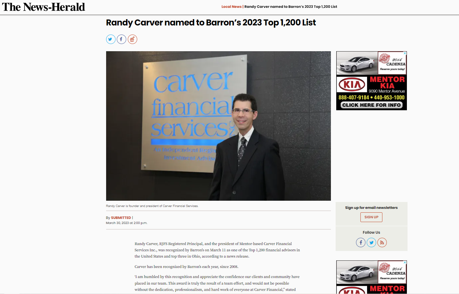 The News Herald recognizes Randy Carver