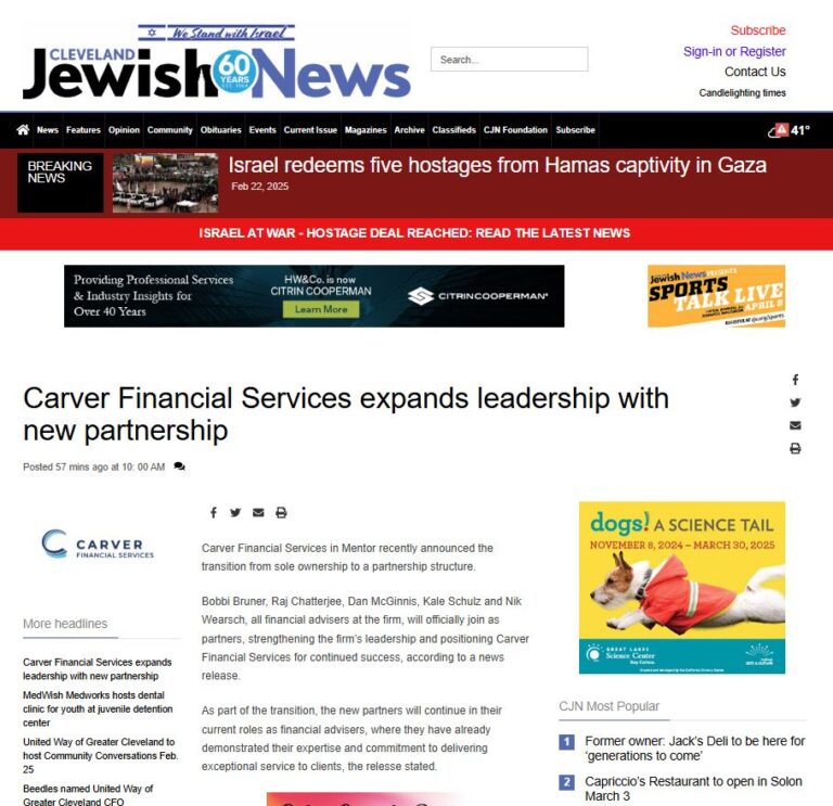 Carver Financial Services Expands Leadership with New Partnership