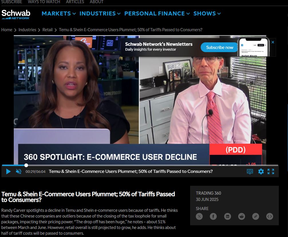 Temu & Shein E-Commerce Users Plummet; 50% of Tariffs Passed to Consumers?